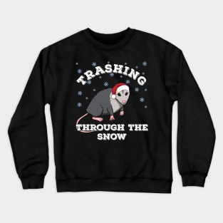 Christmas Opossum trashing through the snow Crewneck Sweatshirt